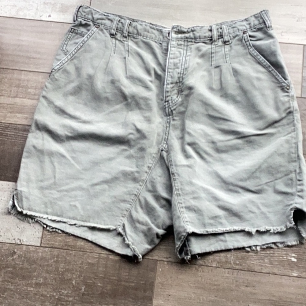 We The Free army green  cotton Shorts Vintage-Inspired Raw Hem